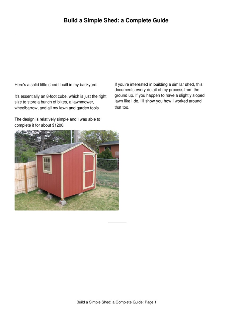 Number 8 Garden Shed Instructions