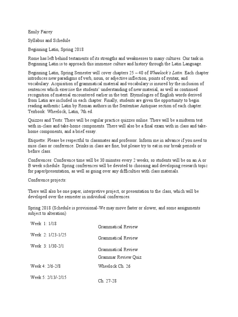 Cambridge Igcse Latin Syllabus