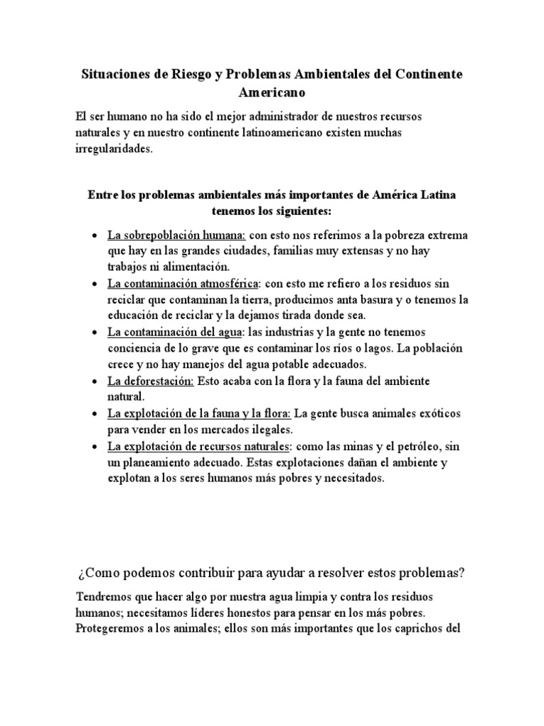 Problemas Ambientales en América Latina | PDF