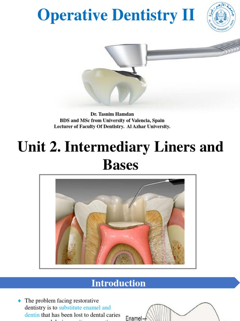 Unit 2 Intermediary Liners Bases1 PDF Dental Material Dental