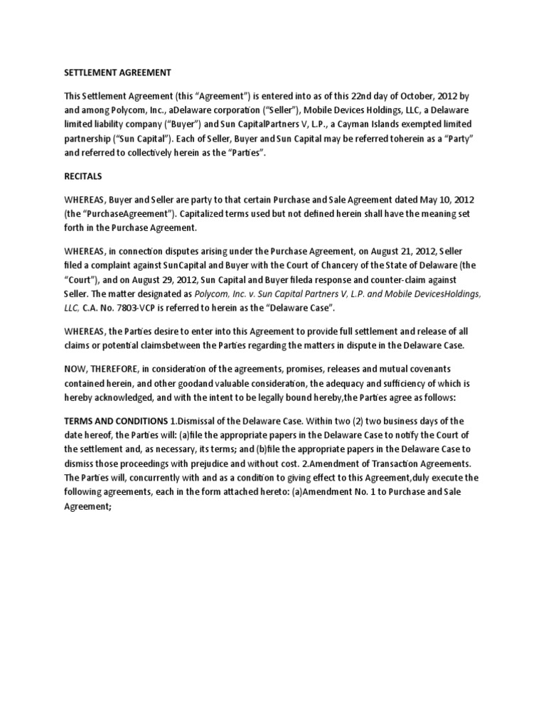 Settlement Agreement | PDF