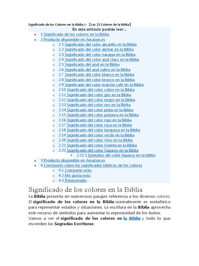 Significado de Los Colores en La Biblia | PDF