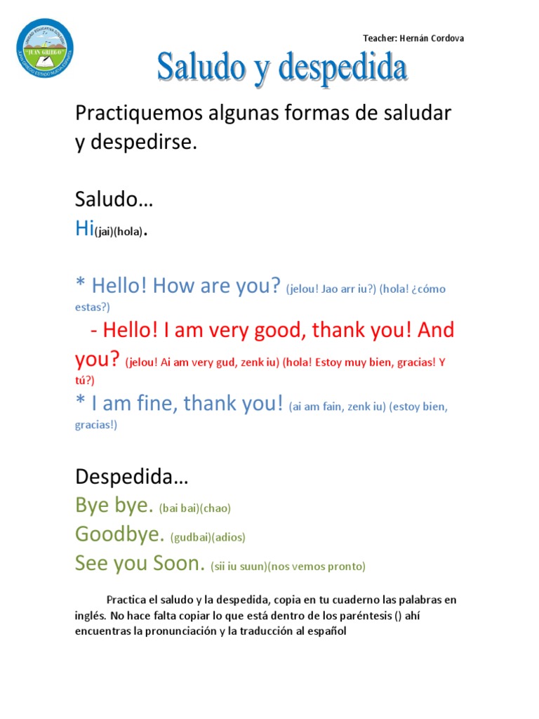 Saludo y Despedida | PDF