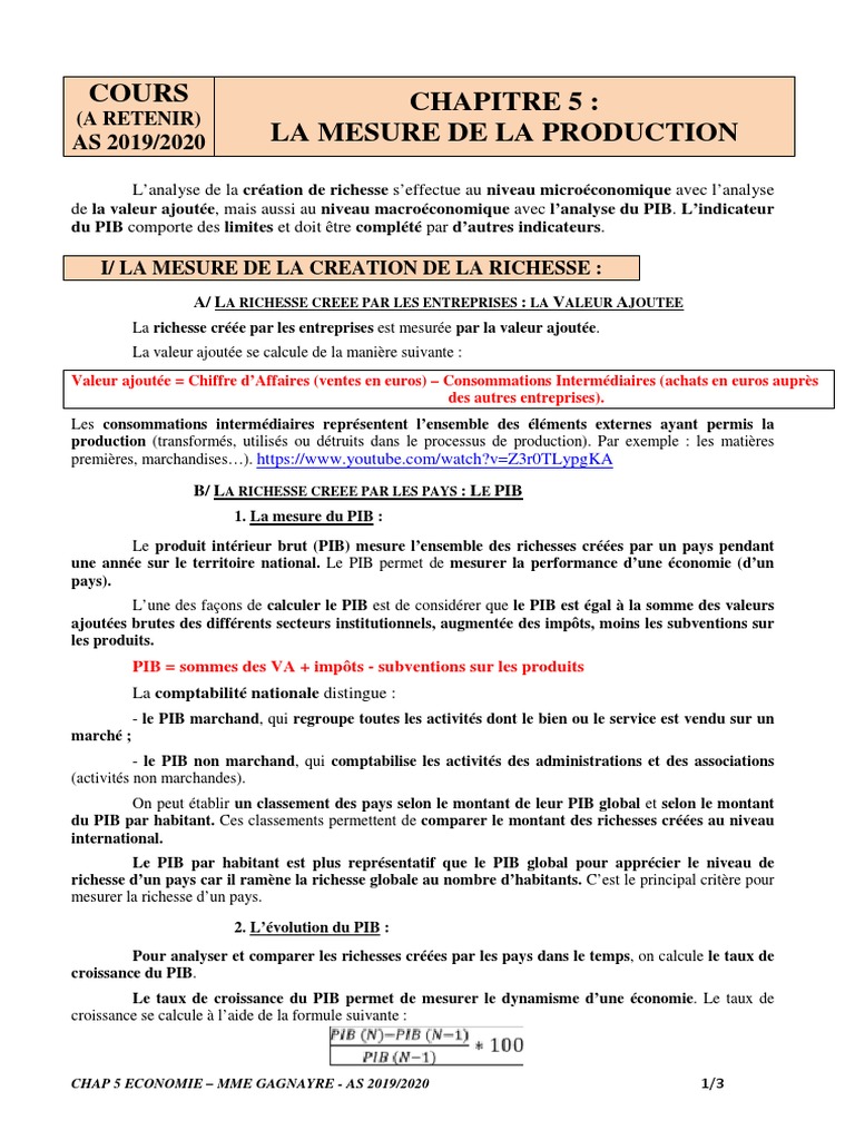 Mesure de la production en économie | PDF | Produit intérieur brut ...