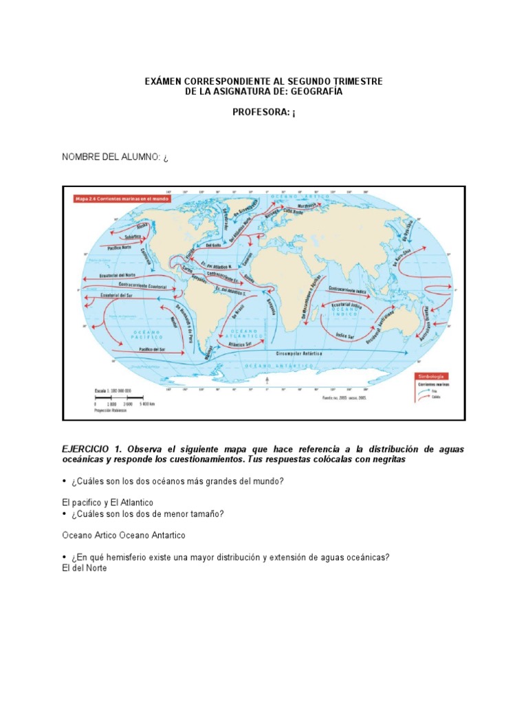 Examen de Geografía: Segundo Trimestre | PDF | Clima | Océanos