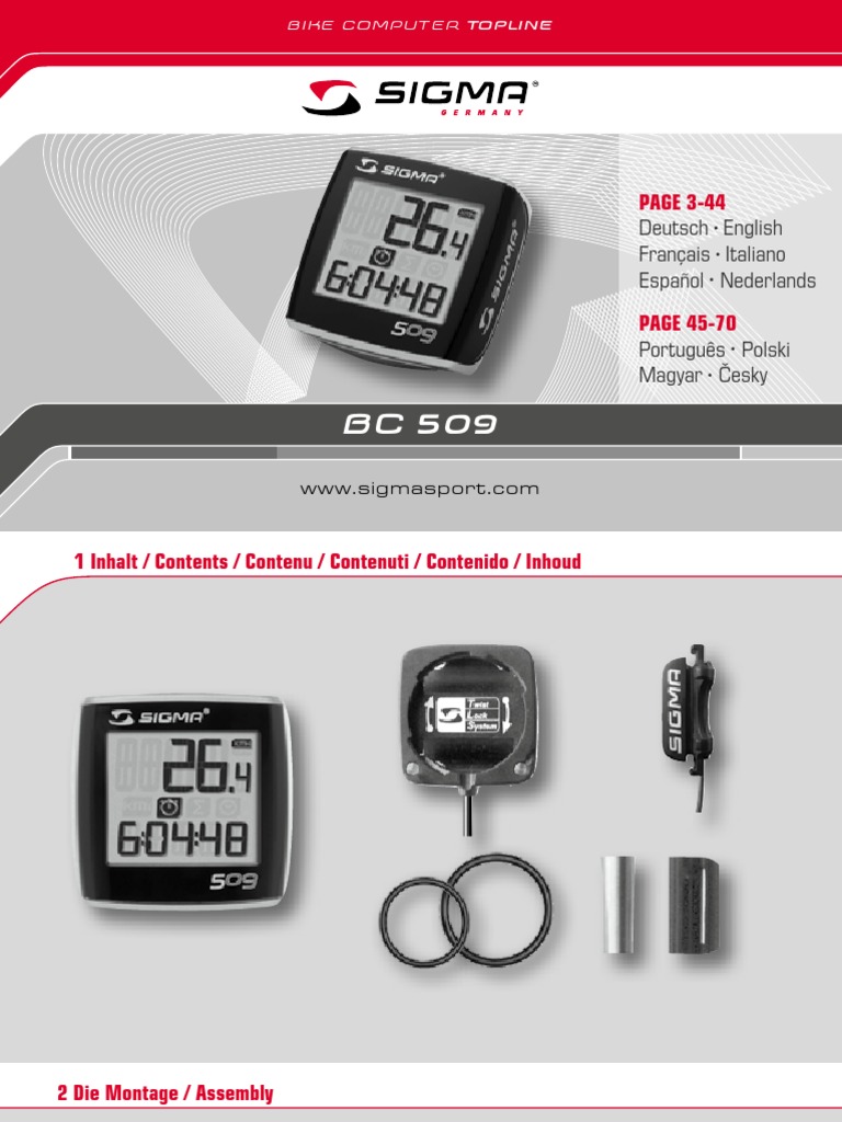 Sigma BC 509 Bedienungs Anleitung | PDF
