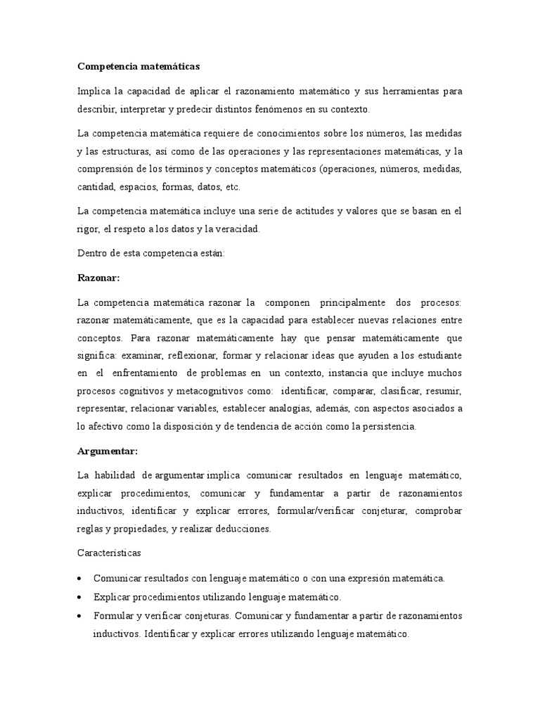 Competencia en Matemáticas y Razonamiento | PDF