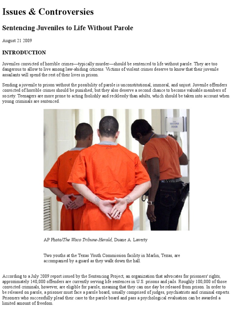 Sentencing Juveniles To Life Without Parole PDF Life Imprisonment