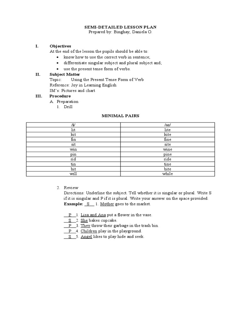 LESSON PLAN - Ed. Elec | PDF | Linguistics | Grammar