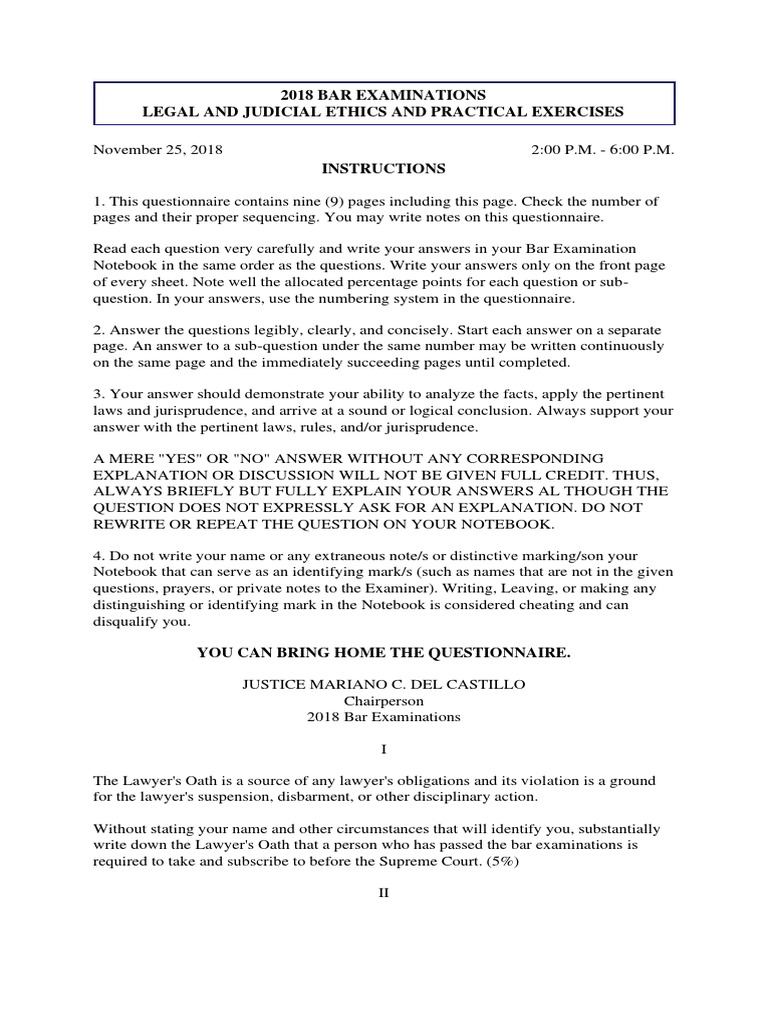 2018 Legal Ethics and Practical Exercises PDF Lawyer Complaint