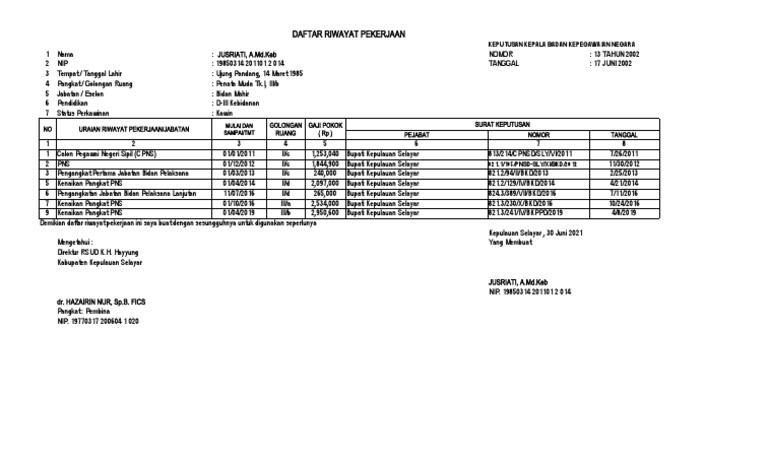 Riwayat Pekerjaan jUSRI | PDF