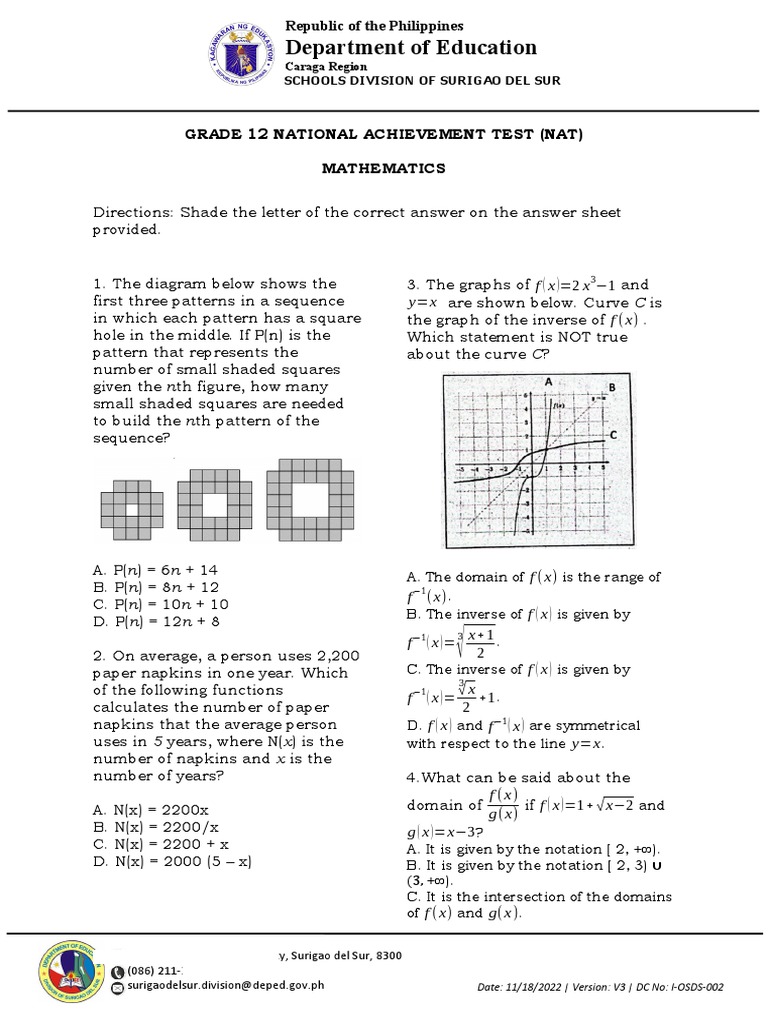 Grade 12 NAT Mathematics Reviewer | PDF | Interest | Estimator