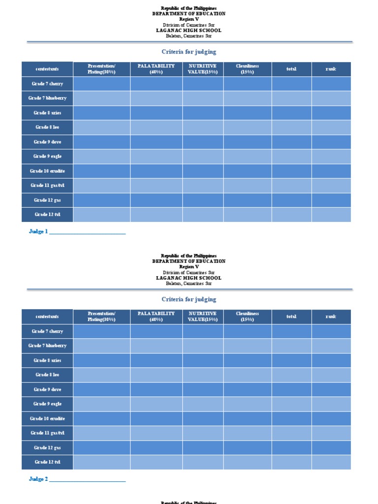 Criteria For Judging | PDF