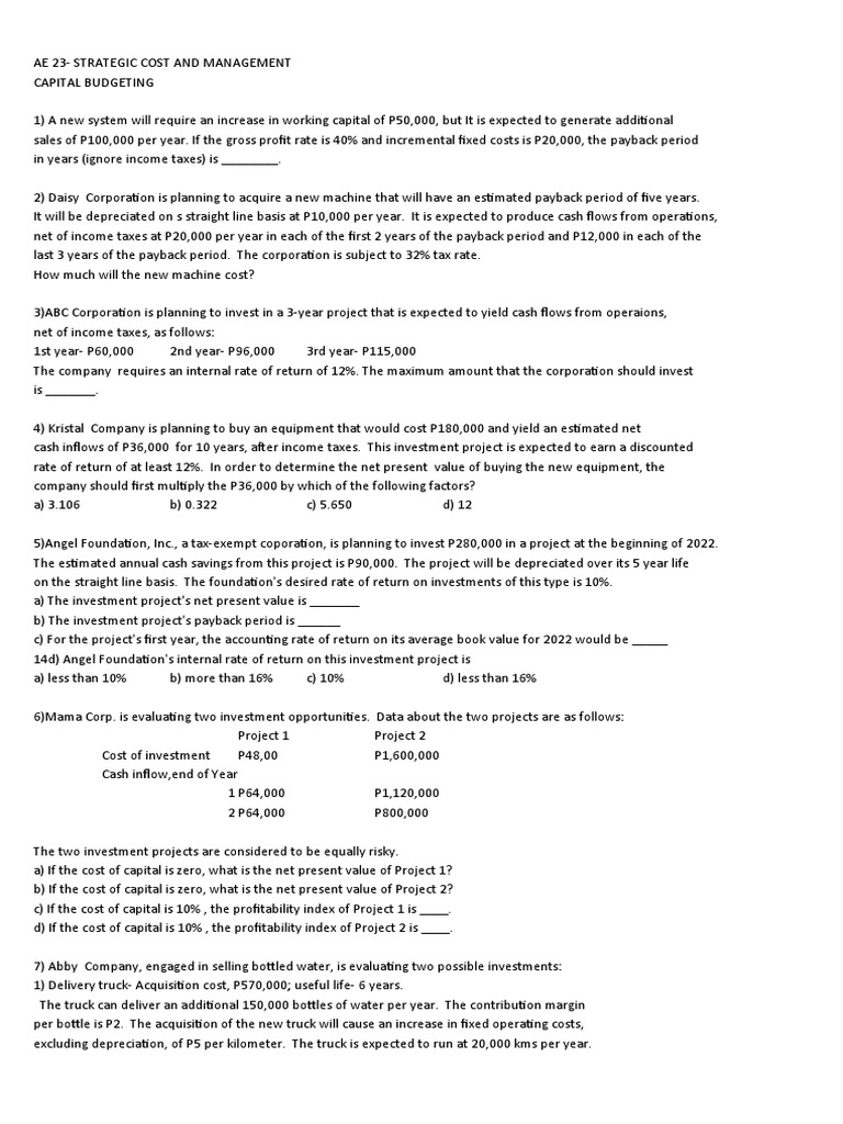 Ae23 Capital Budgeting 2 | PDF | Internal Rate Of Return | Depreciation