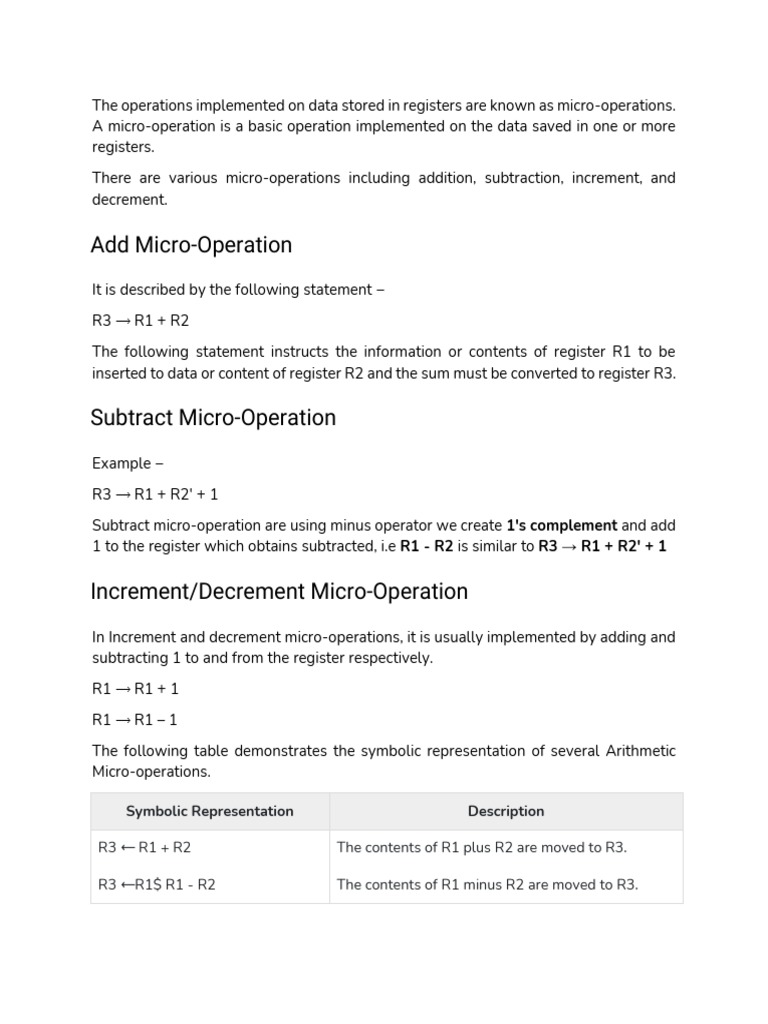 Micro-Operations and Multiplexers Explained | PDF | Boolean Algebra ...