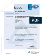 Certificado Iso 9001 CE, SIQ-654 Válido Até 14-08-2024