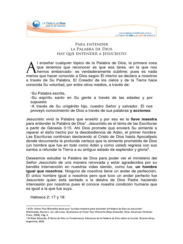 01 - para Entender La Palabra de Dios Hay Que Entender A Jesucristo ...