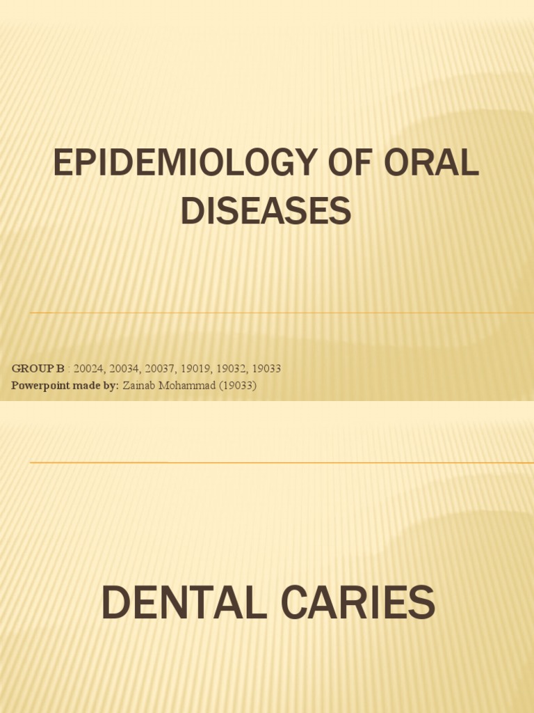 Epidemiology of Oral Diseases PDF Periodontology Oral Hygiene