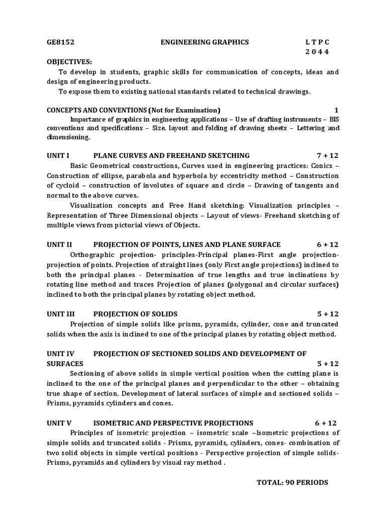 Engineering Graphics Course Syllabus | PDF | Technical Drawing | Ellipse