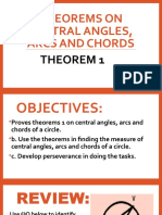 Theorem 1 On Central Angles, Arcs and Chords