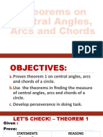 Theorem 1.1 Central Angles, Arcs and Chords