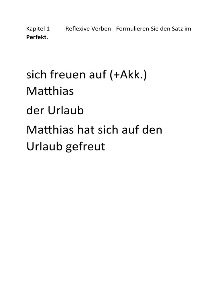 1 Reflexive Verben Perfekt Wendekarten | PDF