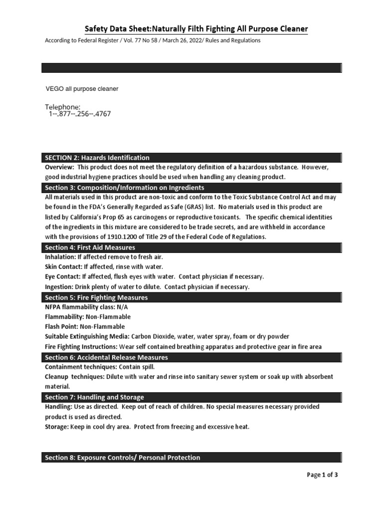 All Purpose Cleaner 2017 SDS PDF Toxicity Chemistry