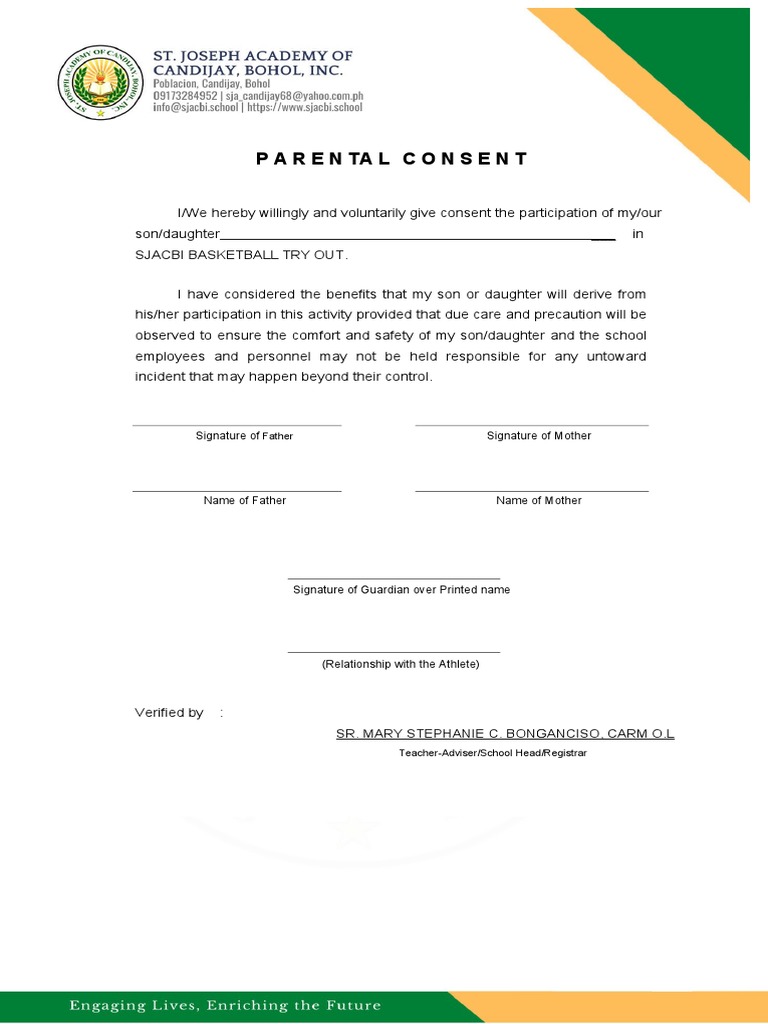 Parent Consent for Basketball Tryout | PDF | Wellness