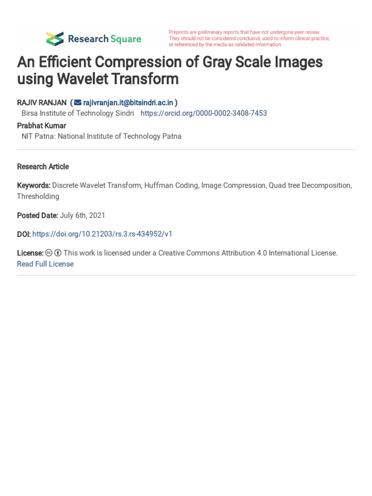 Efficient Gray Scale Image Compression | PDF | Data Compression | Wavelet