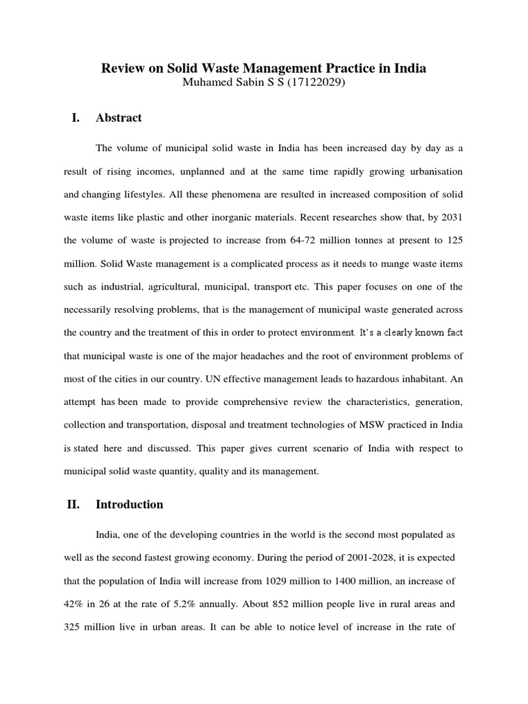 Solid Waste Management in India: A Review | PDF | Social Science ...