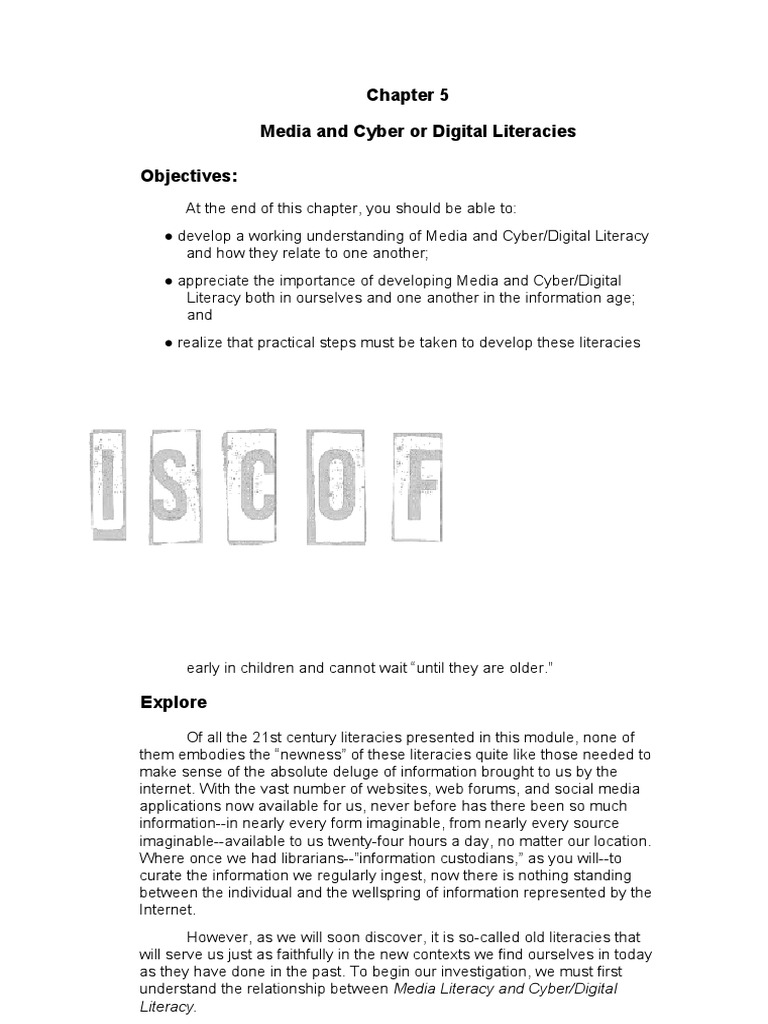 Chapter 5: Media and Digital Literacies | PDF | Literacy | Media ...