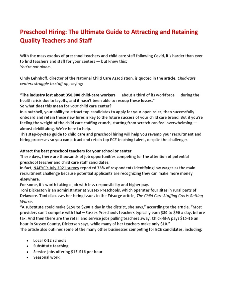 Preschool Hiring EDITED | PDF | Child Care | Employment