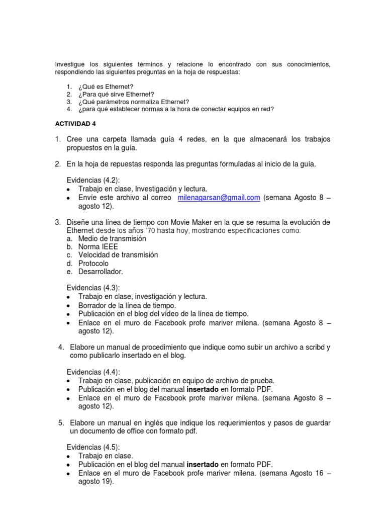 Actividad Guia 4 de Aprendizaje | PDF | Ethernet | Informática