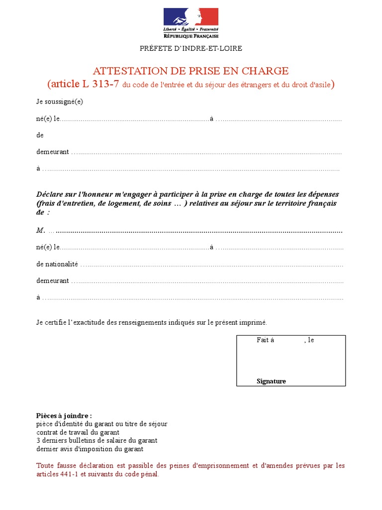 Attestation De Prise En Charge : Modèle De Lettre Gratuit – HMYUI