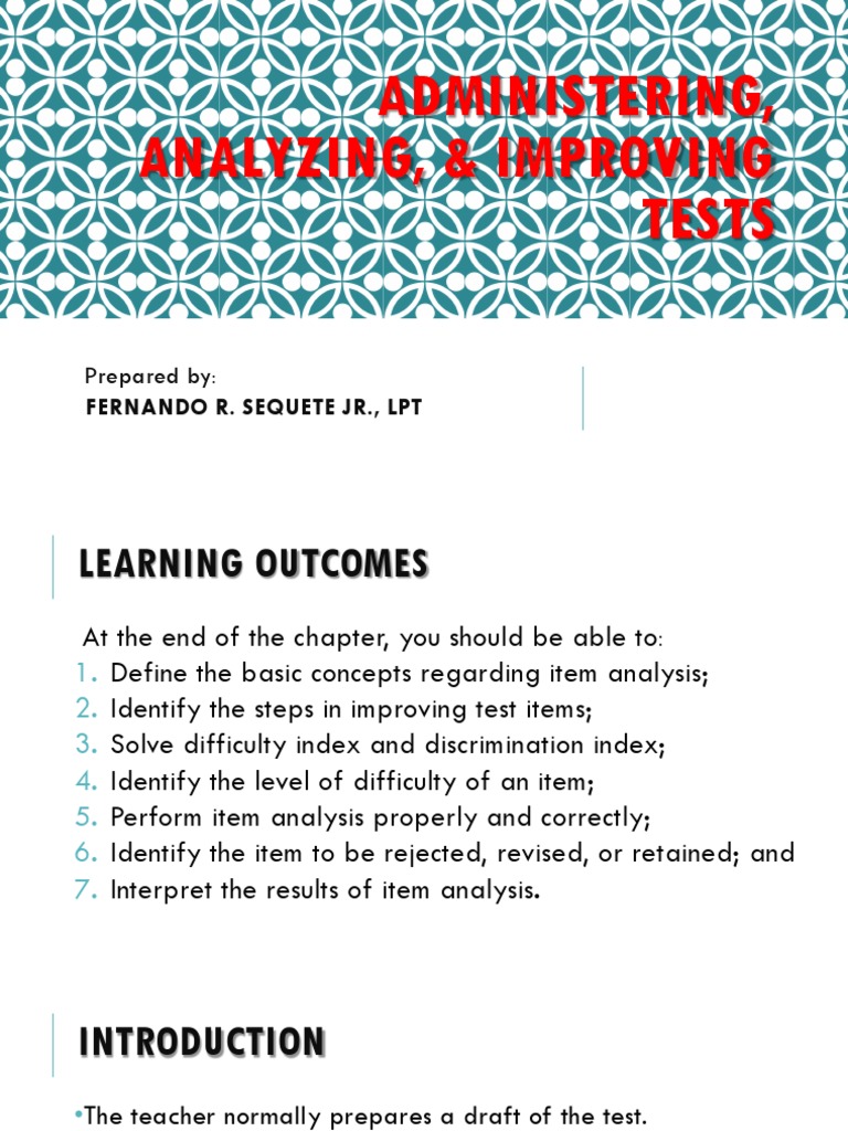Analyzing Tests to Improve Assessment A Guide to Quantitative Item