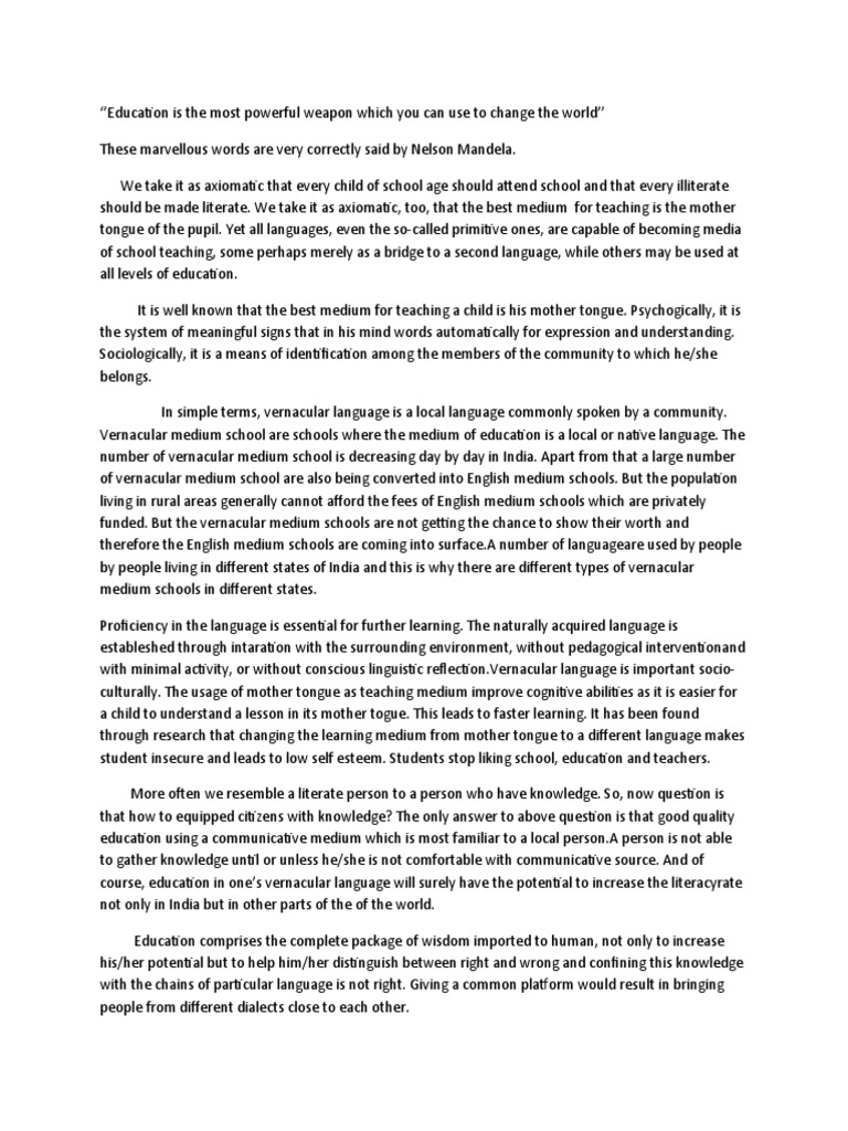 Education in Vernacular Language | PDF | Literacy | Cognition