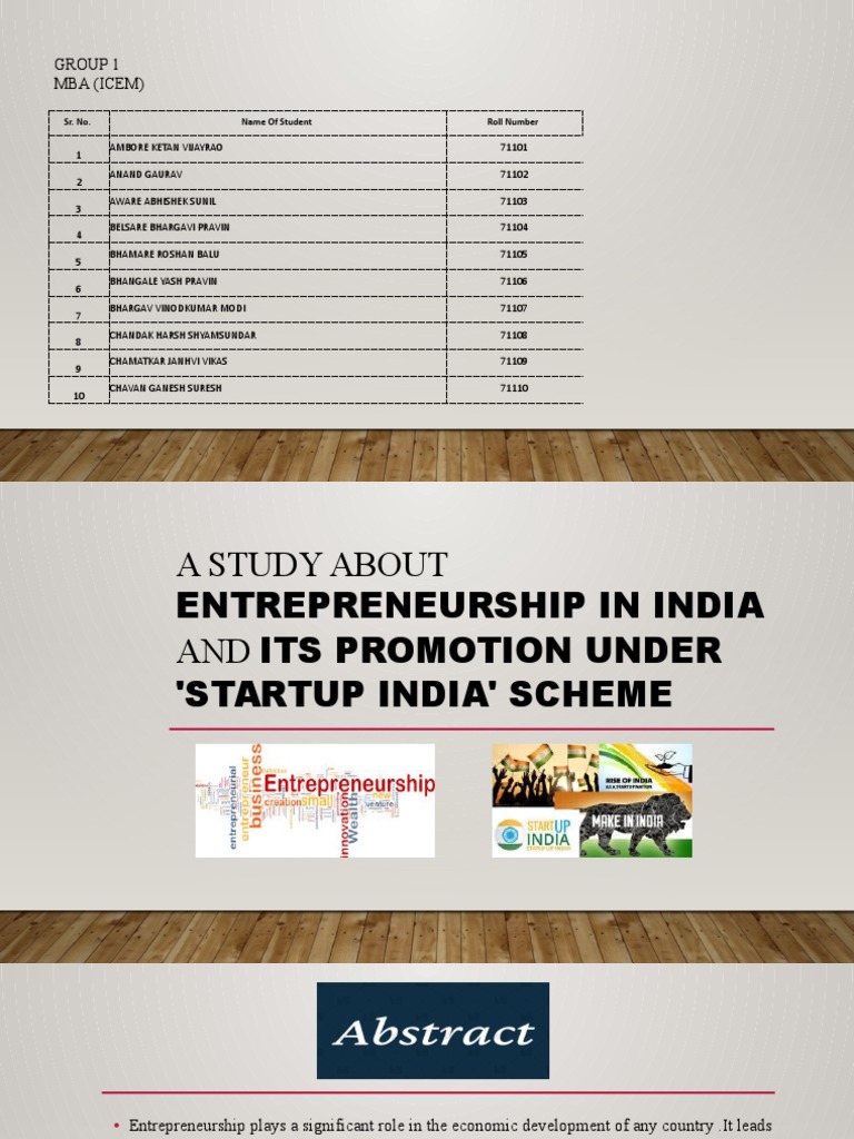 A Study About Entrepreneurship in India and Its | PDF ...