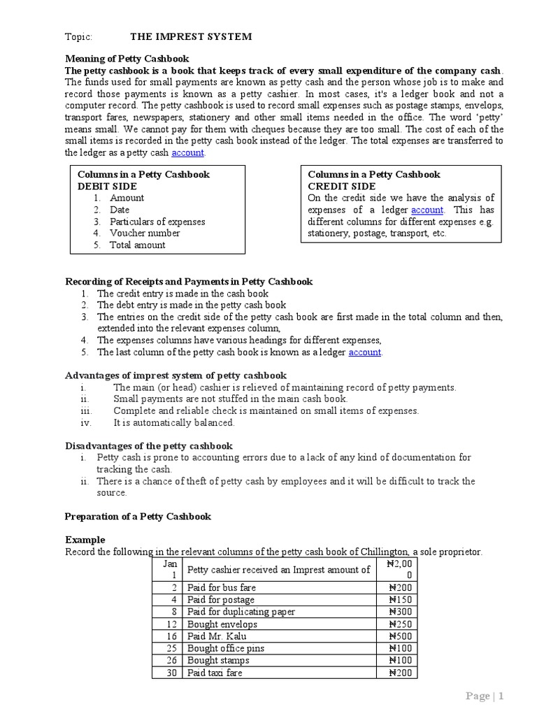 Understanding the Petty Cash Book | PDF | Debits And Credits | Payments