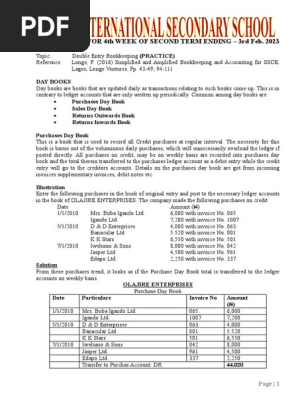 DOUBLE ENTRY BOOKKEEPING NOTE