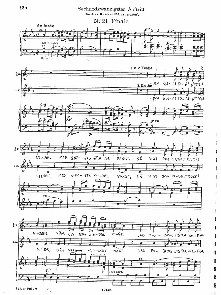 Mozart Tryllefløjten Finale - Kvartet Pamina Og 3 Drenge | PDF