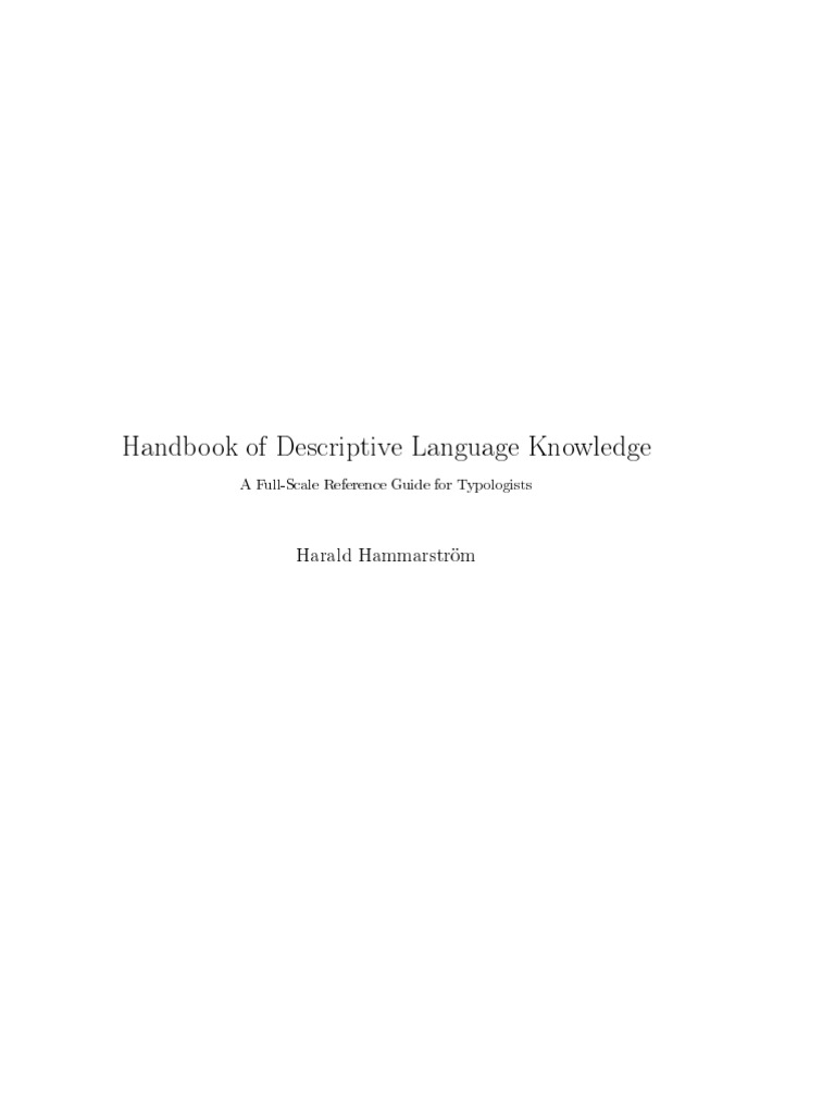 Handbook of Descriptive Language Knowledge | PDF | Human Communication ...