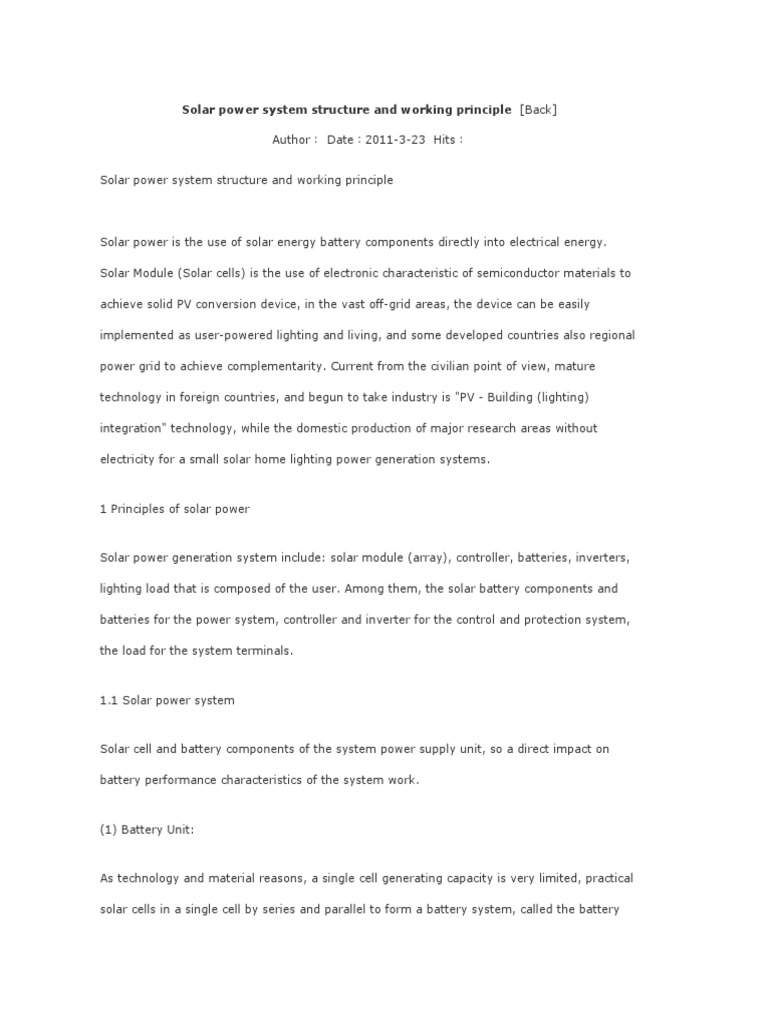 SOLAR POWER PLANT WORKING PRINCIPLE PDF intelligence overview