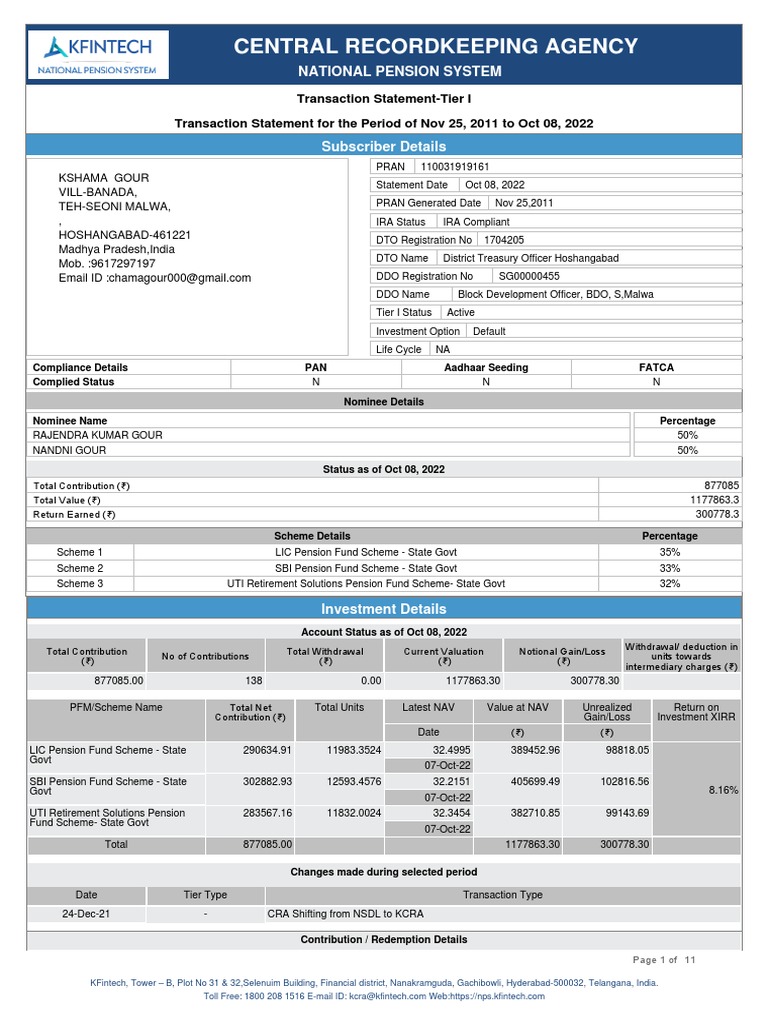 Central Recordkeeping Agency PDF Factor Distribution Money