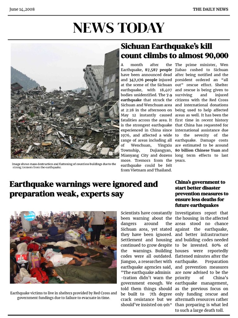 Sichuan Earthquake 2008 Media Report Pdf Earthquakes Natural
