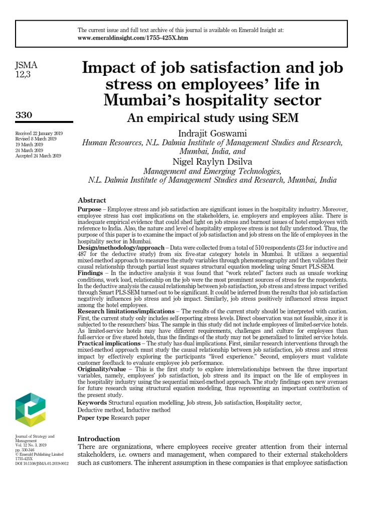 Impact of Job Satisfaction | PDF | Structural Equation Modeling | Job ...