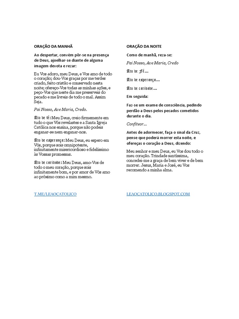 Orações Da Manhã e Da Noite | PDF