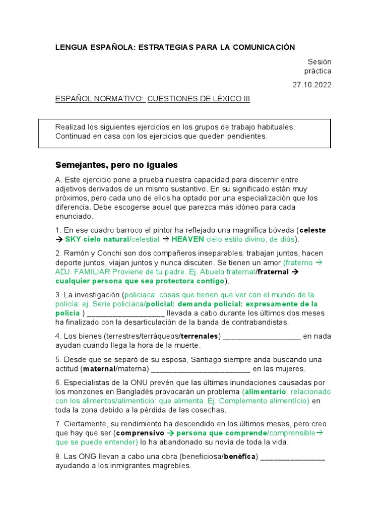 Estrategias Léxicas en Español | PDF | Artes del Lenguaje y ...