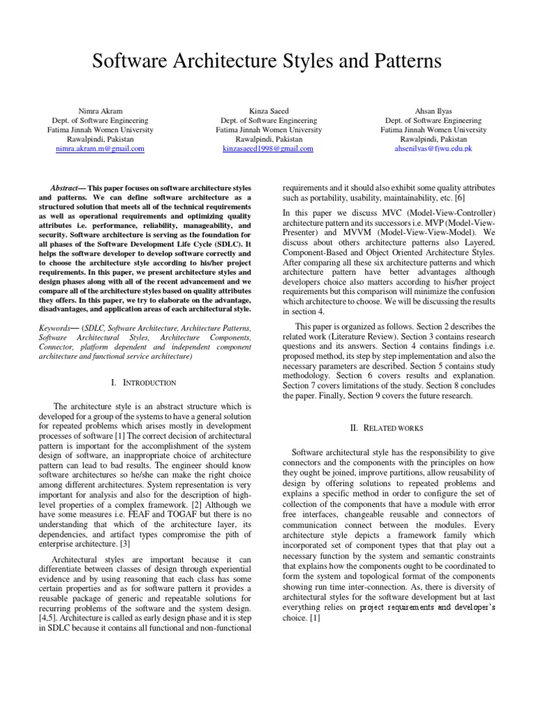 Software Architecture Styles and Pattern | PDF | Software Development ...
