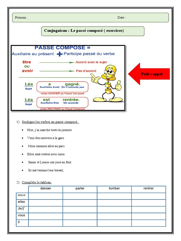 Exercices Sur Le Passé Composé Pdf