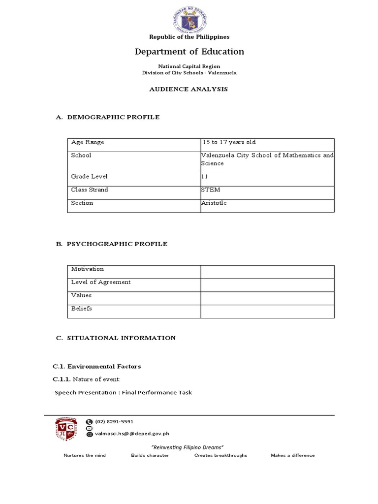 Audience Analysis And Manuscript Pdf Self Esteem Social Media
